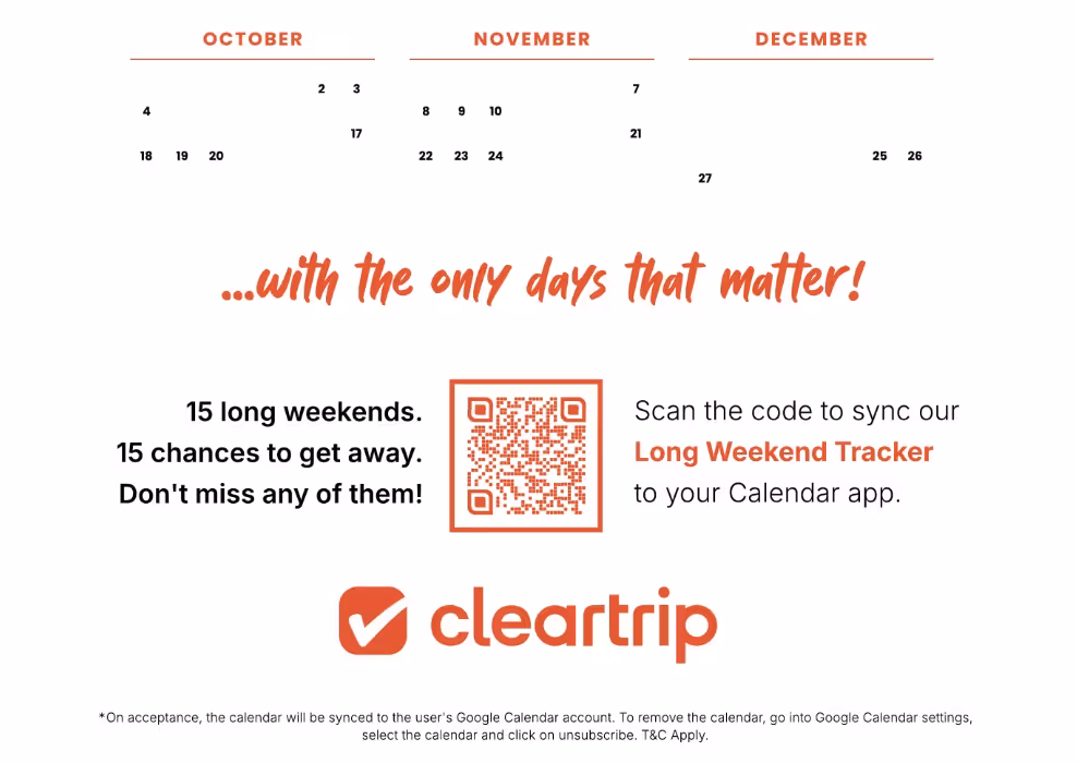 Cleartrip’s Long Weekend Tracker for 2026