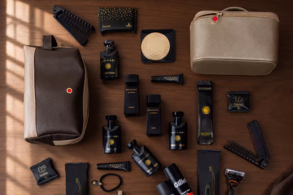 Emirates Bulgari amenity kits