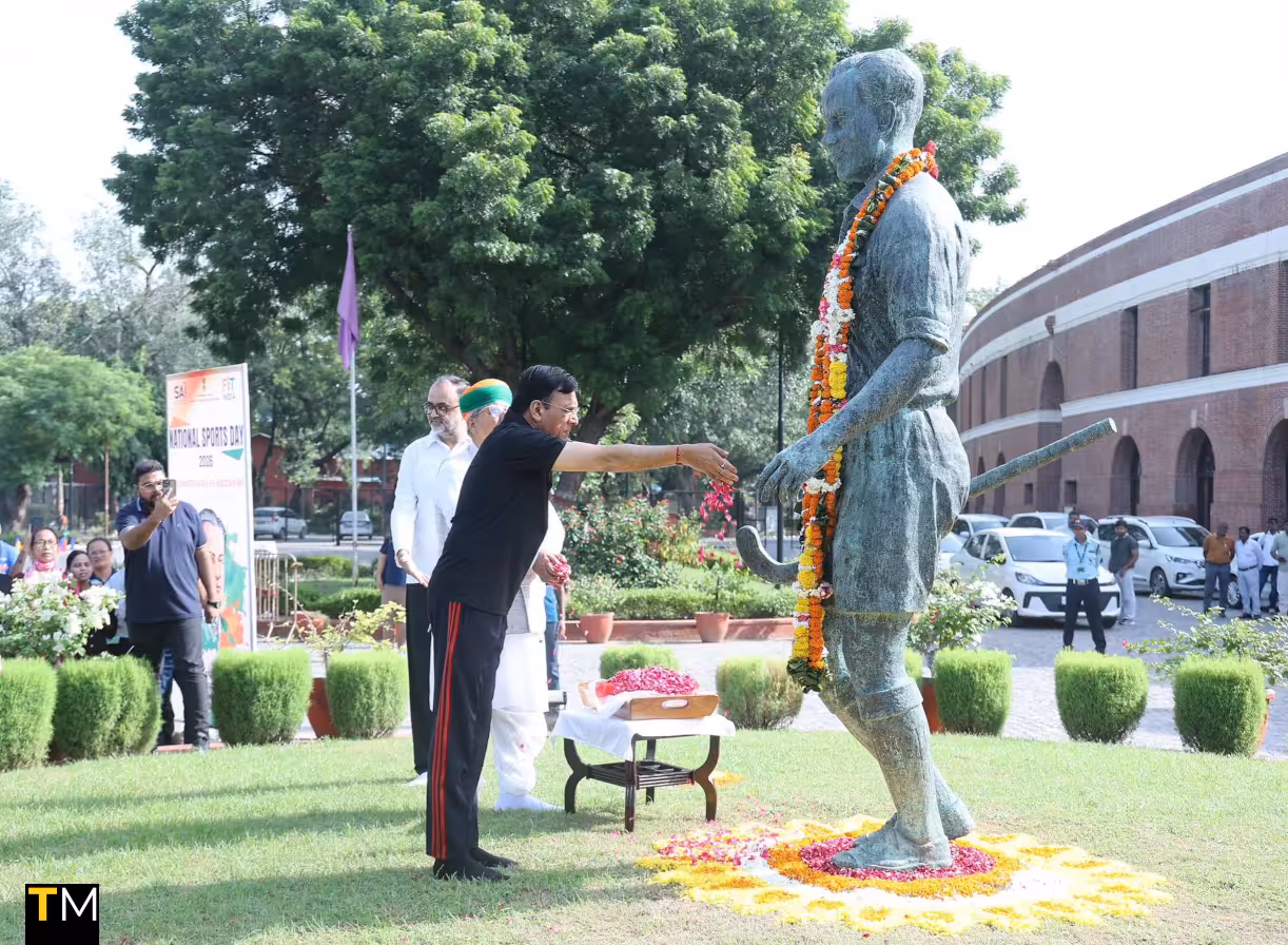 Union Sports Minister Dr Mansukh Mandaviya leads National Sports Day celebrations at Major Dhyan Chand National Stadium